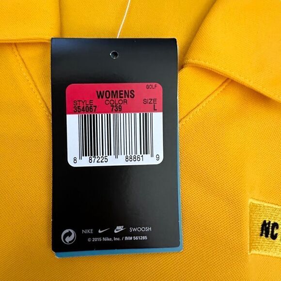 Nike ~ Womens Yellow Golf Polo ~ AC Machinery CAT ~ NWT ~ Drifit ~ size Large - Picture 7 of 9